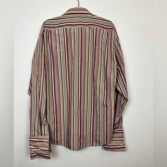 Paul Smith Retro Multi Color Rainbow Stripped Extended Cuff Long Sleeve 18 - Picture 2 of 4